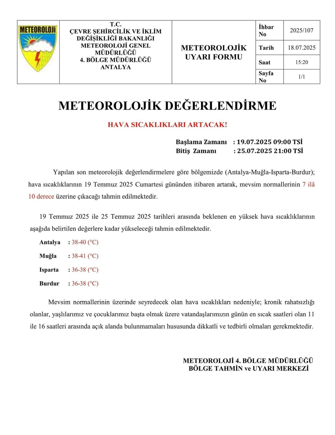 Meteorolojik Uyarı: Muğla’da Kavurucu Sıcaklıklar Bekleniyor!